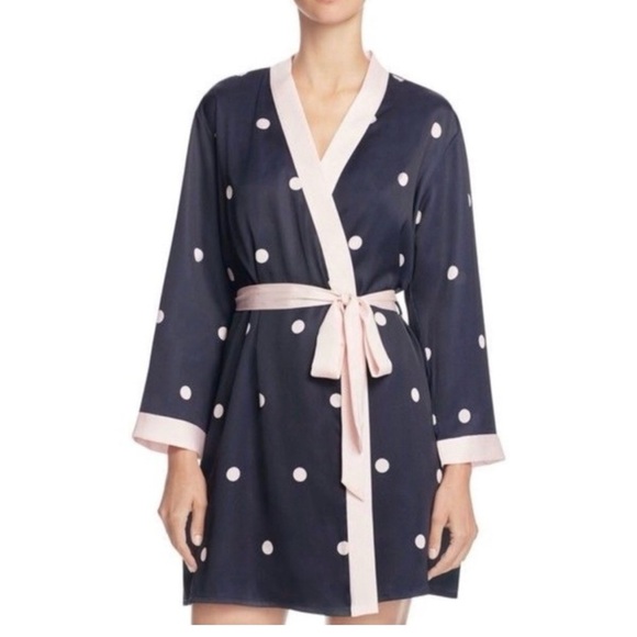 kate spade Other - Kate Spade Polka Dot Robe Navy Blue/Pink Size Medium